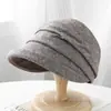 Sombrero de Pescador Plisado de Lana Retro Japonés para Mujer 2026 Primavera/Verano Nuevo Casual Versátil que Afina el Rostro Protección Solar Sombrero de Pescador