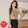 Camisa de Gasa Estilo Occidental Niang White de Siete Valles para Mujer Otoño Nuevo Estilo Coreano Camisa con Cinta de Lazo Francesa Ropa Profesional