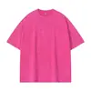 Camiseta Lavada de Color Sólido de Manga Corta Retro a la Moda Estilo Americano para Hombres y Mujeres, Corte Holgado, Top de Media Manga Moderno y Versátil