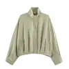 Comercio exterior transfronterizo estilo europeo y americano ropa de mujer ZA AliExpress superventas chaqueta aviador a cuadros versátil con cuello alto