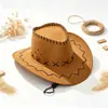 Sombrero de Vaquero Occidental Retro para Mujer, Primavera/Verano, Costura Única, Sombrero de Sol de Ala Ancha para Hombre, Sombrero para Senderismo y Montañismo al Aire Libre