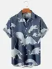 Verão Europeu e Americano Nova Moda Estilo Hong Kong Camisa Masculina Estampa Digital Casual Manga Curta Roupa Masculina Venda Direta da Fábrica
