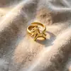 Anel Simples de Estrela para Mulheres, Moda de Luxo Leve, Anel Aberto Personalizado de Gota d'Água Escovada, Anel Exquisito Versátil Empilhável para Dedo Indicador