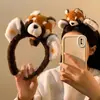 Nova Tiara de Cabeça de Panda Vermelho Parques de Diversão Orelhas de Animal de Pelúcia Tiara de Boneco Guaxinim Fantasia de Performance Adereço de Cabeça para Foto