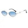 Nuevas gafas de sol ovaladas de media montura transfronterizas, gafas de sol para mujer de estilo callejero moderno europeo y americano, gafas de alta gama para hombre de celebridad de internet