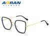 Gafas planas de metal transfronterizas, nuevas, antiluz azul, estilo retro, para adelgazar la cara, con montura tipo tirachinas.