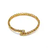 Pulsera Abierta Redonda con Forma de Flecha Incrustada con Circonita, Chapada en Oro Real de 18K, Pulsera Elegante y con Estilo, Joyería de Lujo Ligero