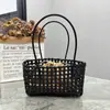 Estilo Ins Coreano Cesta de Vegetais Trançada Vazada Bolsa de Praia Casual de Férias Cor Doce Bolsa a Tiracolo de Ombro Bolsa de Rattan