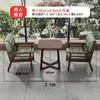 Sillón Sofá Estilo Madera Maciza, Set de Cafetería y Té de Leche, Combinación de Mesa y Sillas de Comedor, Cabina Retro para Restaurante Catering Casa de Té Comercial