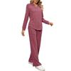 Amazon Europeo y Americano suelto simple color liso casual traje mujer otoño nuevo textura cordón ropa de casa mujer