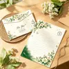 Papel de carta verde original, alto atractivo estético, tarjeta de felicitación escrita a mano con flores de gardenia, set de cartas de amor estilo ins