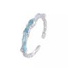 Anillo de Línea de Costa de Plata de Ley S925 para Mujer Estilo Ins Azul Claro Color Menta Aceite de Goteo Viento Frío Textura Irregular Anillo de Dedo