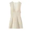 Comercio Exterior Ropa de Mujer 2026 Moda Europea y Americana Ajustado Cuello en V Profundo Sin Mangas Vestido Rayado E26268
