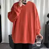 Sudadera de color liso con cuello redondo para hombre 2025, moderna, holgada, sin capucha, top tipo jersey, primavera y otoño, fina, marca de moda, talla grande, Chaqueta