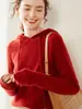 Suéter de Cachemira con Capucha Otoño Nuevo para Mujer Cachemir Espeso Tejido de Punto Suéter Básico Estilo Coreano Holgado Adelgazante Suéter Exterior