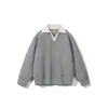 Suéter de Tricô Falso Duas Peças com Decote V para Homem, Estilo Americano Outono e Inverno, Estilo Cool Old Money, Suéter Casual Color-Blocking com Gola Reversível