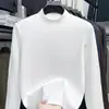 Camiseta de Manga Larga Cálida de Color Sólido Casual para Hombre Auto-calentable Otoño e Invierno Terciopelo Alemán Cuello Medio Alto Prenda Base