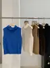 Colete regata gola alta minimalista KEKEZOON para mulheres, caimento justo, top de tricô para sobreposição de outono, moderno 9162
