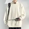 Sudadera de punto texturizado de cuello medio para hombre, moda primavera y otoño 2025, top interior neutro, jersey para hombre, camisa base