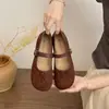 Zapatos Mary Jane Retro Franceses para Mujer, Nuevo Estilo Verano, de Una Correa Huecos Casuales Versátiles Planos de Boca Baja Estilo Birkenstock