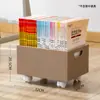 Estante de Livros sob a Mesa com Rodinhas, Caixa de Armazenamento de Livros, Empilhável, Grande Capacidade, Caixa de Armazenamento Móvel para Livros de Sala de Aula de Estudantes