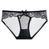 Explosiones de comercio exterior serie de encaje negro lencería sexy para mujer bragas de malla translúcida de cintura baja suministro transfronterizo para mujer