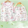 Conjunto de Colete Infantil Verão Estilo Fino Unissex Bebê Colete Sem Manga 100% Algodão Roupa de Verão para Bebê Conjunto de Duas Peças Shorts