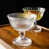 Vaso Alto para Helado con Patrón Vertical Estilo Retro en Relieve, Vaso para Postre de Vidrio, Vaso para Helado, Vaso Alto, Vaso para Jugo, Vaso para Agua