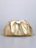 Bolso Bandolera de Cadena Plisada Dorado para Mujer, Bolso de Hombro de Moda de Lujo de Gama Alta de Nicho, Bolso de Mano para Fiesta de Nuevo Estilo