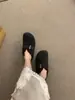 Zapatos planos Mary Jane de gamuza con punta profunda y redonda, forrados de felpa negra, nuevo estilo otoño/invierno para mujer, retro, cálidos y cómodos, sin cordones