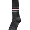 Calcetines Grues a Rayas para Otoño e Invierno para Mujer, Calcetines Grues Calentitos a Rayas Estilo Universitario de Media Pantorrilla, Calcetines Negros Holgados, Calcetines Zhuji