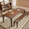 Mesa y Sillas de Comedor de Nogal Negro Nórdico para Uso Doméstico, Mesa Grande de Tablero Macizo en Estilo Vintage para Beber Té, Hecha de Nogal Negro Norteamericano