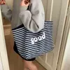 Bolso de Mano Grande de Estilo Coreano Ins Estilo Perezoso con Estampado de Rayas Estrella Letra para Mujer, Artístico y Casual