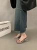 Sandalias transparentes francesas, zapatillas de tacón alto, zapatos de hada, atuendo de verano 2024, diseño de sandalias de noche