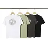 Camiseta de Verão Solta de Manga Curta da Marca Tendência Transfronteiriça Stone para Homens e Mulheres com Estampa de Letras no Peito e Estampa de Bússola nas Costas