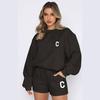 Conjunto de Sudadera y Pantalón de Chándal para Mujer 2025 Otoño e Invierno Nuevo Estilo Forrado de Polar Moda Letras Casual Running Ropa Deportiva Conjunto de Dos Piezas