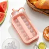 Caixa de Gelo Tipo Prensa, Forma de Gelo de Silicone de Grau Alimentício Doméstica com Tampa, Bandeja de Gelo de Bola de Gelo de Grande Capacidade