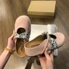 Versión de Cuero Suave~Medias Pantuflas Cerradas Estilo Birkenstock de Suela Gruesa para Mujer, Nuevo Modelo Verano 2025, Sandalias Mary Jane sin Cierre