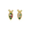 Nuevos Pendientes de Mariposa, Libélula, Alce, Serpiente con Circonita para Mujer, Chapados en Oro Real, Pendientes Retro, Clavos y Pendientes
