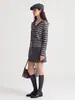 Cárdigan de punto a rayas con capucha para mujer, corte ajustado, con cremallera y cordón, chaqueta versátil, estilo coreano, casual y adecuado para ir al trabajo