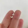 Pendientes de Botón Mini Corazón de Plata de Ley S999 para Mujer Exquisitos Adornos para Orejas de Circonita Ultrabrillante Dulce Diseño de Nicho Pendientes con Cierre de Rosca