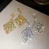 Brincos de prata estilo francês com pingentes de gota d'água cravejados de diamantes e em formato de diamante, brincos de estilo court vintage com design único, brincos de nicho