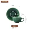 Taza y platillo para espresso estilo europeo 80ML juego de taza y platillo de cerámica cocida en horno vintage para cafeterías, uso comercial, venta al por mayor desde el fabricante