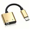 Cable Adaptador de Auriculares y Carga Dos en Uno Tipo C de Aleación de Aluminio Adaptador de 3.5 mm a Tipo C Cable de Audio Tpc