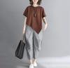 Traje de Verano Nuevo de Tailandia Transfronterizo Holgado Talla Grande Irregular Camiseta de Manga Corta Algodón Pantalones Harem Conjunto de Dos Piezas para Comercio Exterior