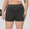 Pantalones cortos de yoga de mezclilla de talla grande para mujer, de cintura alta, ajustados, con doble bolsillo, deportivos, de tres puntos, de talla grande, de estilo transfronterizo