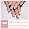 Manicura Francesa Rosa Nude con Borde Blanco Transfronteriza, Uñas Elegantes Estilo Elegante Usables, Blanqueamiento Simple Parches para Uñas de 24 Piezas