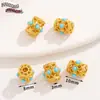 Pingente de Pulseira com Contas de Gotejamento de Óleo Dourado Cobre Estilo Chinês, Pingente de Colar Geométrico Dourado Antigo Acessórios para Joias DIY
