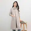 Casaco de lã dupla face em pura lã estilo workwear para mulheres, comprimento médio, com gola de lapela, elegante e de corte ajustado, novo modelo outono e inverno