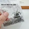 Pedras de Strass Pretas com Fundo Plano para Nail Art, Pedras de Strass Deslumbrantes Pretas Cinza Mineral de Vidro em Formato de Leque Rei, Joias Pequenas Redondas de Strass
